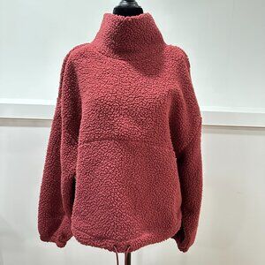 Old Navy Cropped Sherpa Teddy Mock Turtleneck Pullover Sweater Size Medium